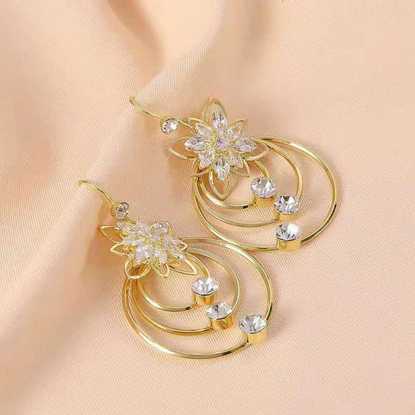 Crystal Lotus Hoop Earrings