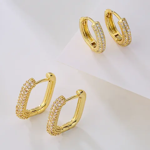 Geometric Gold Plated Hoop Earrings Combo