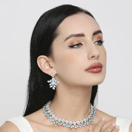 Rhodium Plated Alloy Earring and Necklace Set