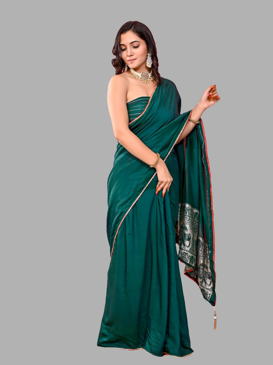 Beautiful Green Dola Silk Saree