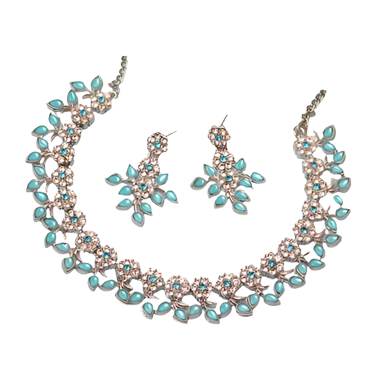 Rhodium Plated Alloy Earring and Necklace Set