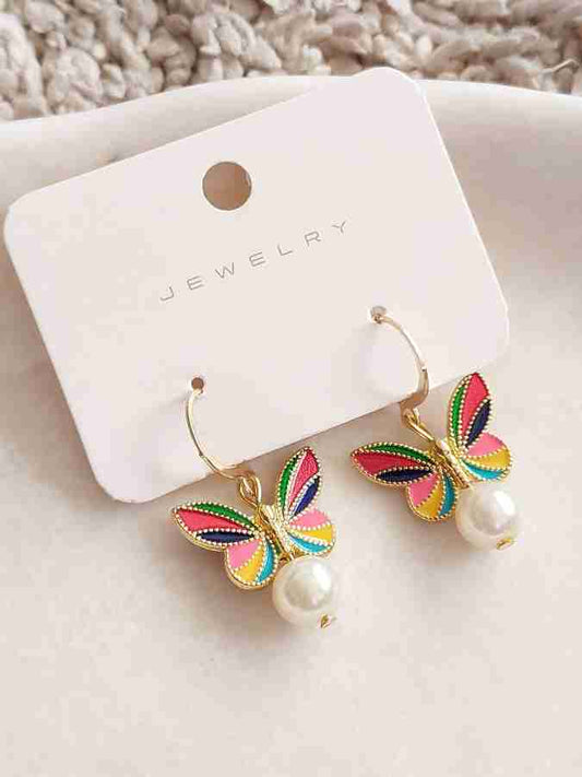 Gold Plated Rainbow Butterfly Earrings