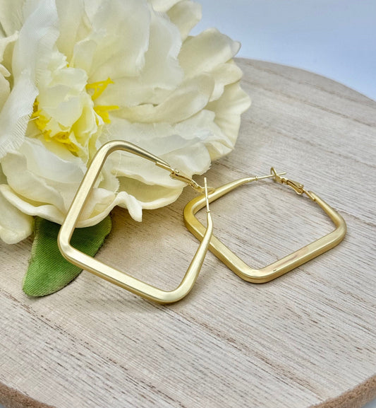 Gold Square Hoop Earrings